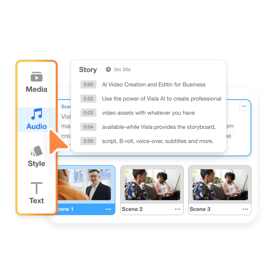 Edit your URL to news video using Visla’s scene-based editor